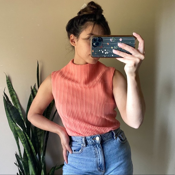 VINTAGE 1970s Algo-Ettes Petite Collection, Bubblegum Pink Dress, Mock Neck - Picture 7 of 13